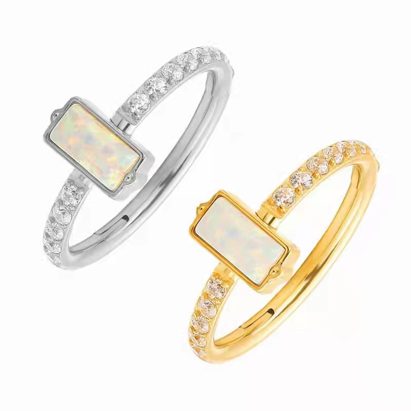 Clicker Ring Seamless - 10 шт., хирургическая сталь 316L, опал,