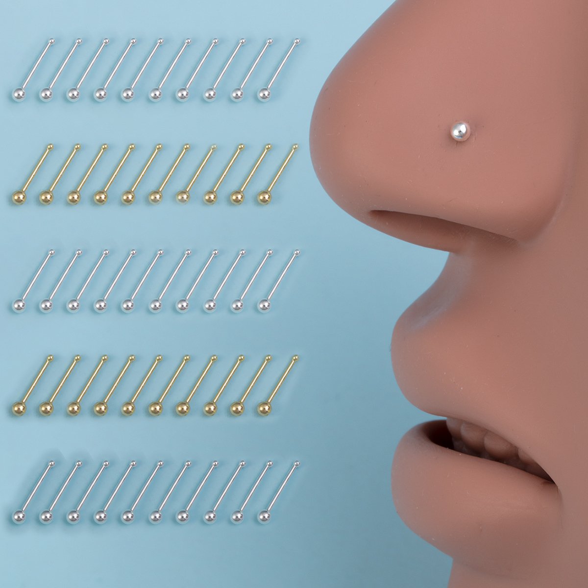 Nostril Screw Pin - 10 шт., булавка для пирсинга носа
