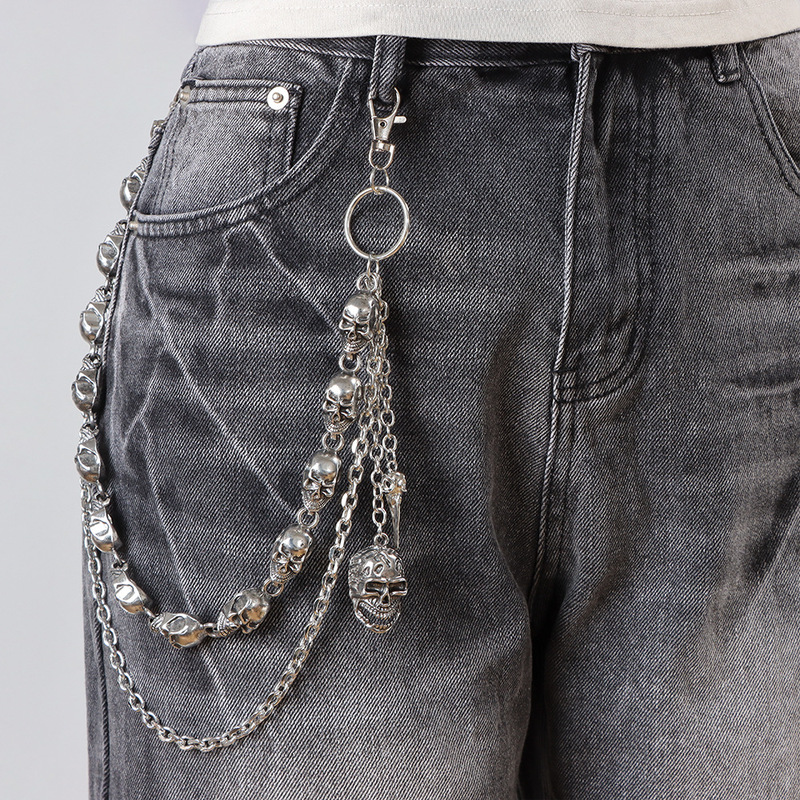 Body Jewelry Waist - Многослойная цепочка для брюк с черепами,
