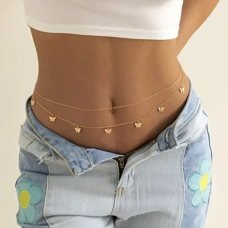Body Jewelry Waist - Новый очаровательный сексуальный двухслойный цепочка-бабочка для