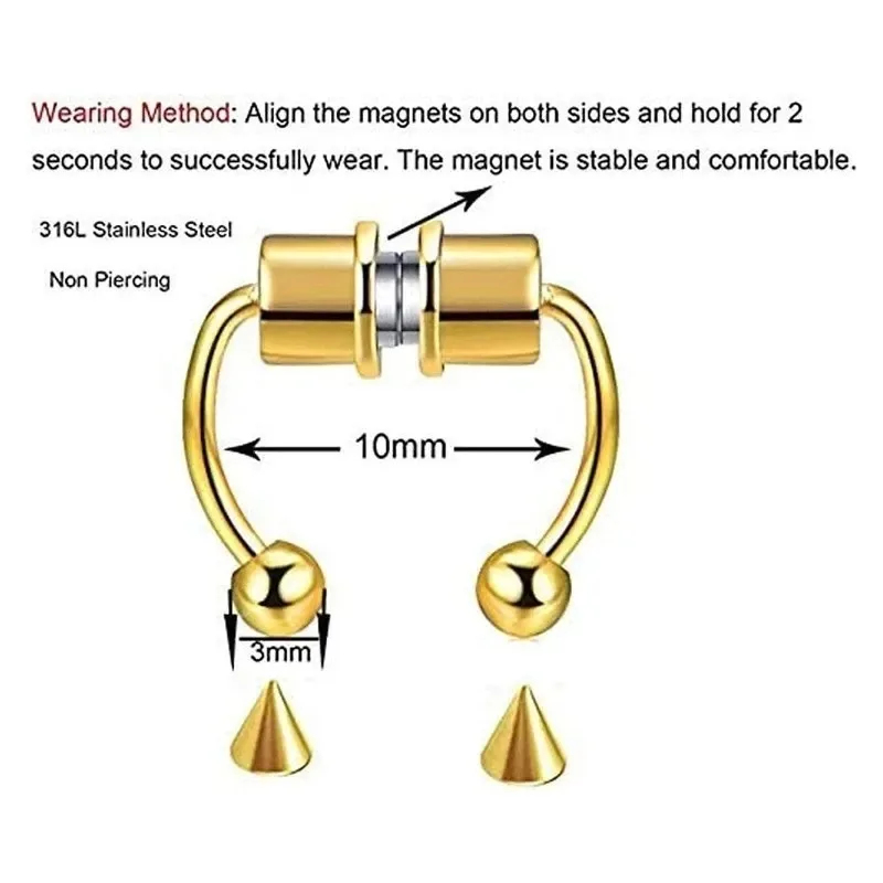1/2/3 шт. фальшивые магнитные  – обзор и цена Body Jewelry Hoops
