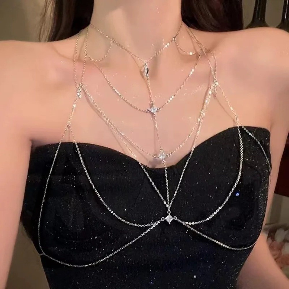 Блестящая цепочка на грудь с к – обзор и цена Body Jewelry Stores