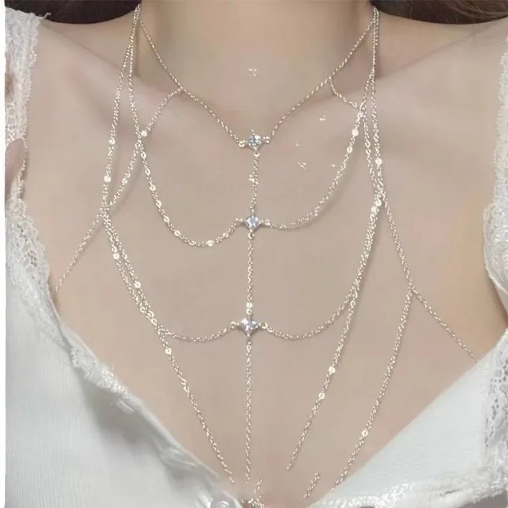 Блестящая цепочка на грудь с к – обзор и цена Body Jewelry Stores