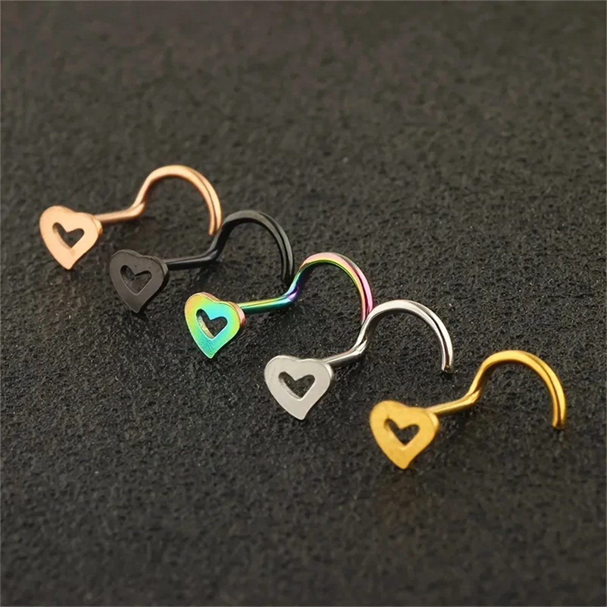 5pcs мода полое сердце из нерж – обзор и цена Nostril Screw Pin