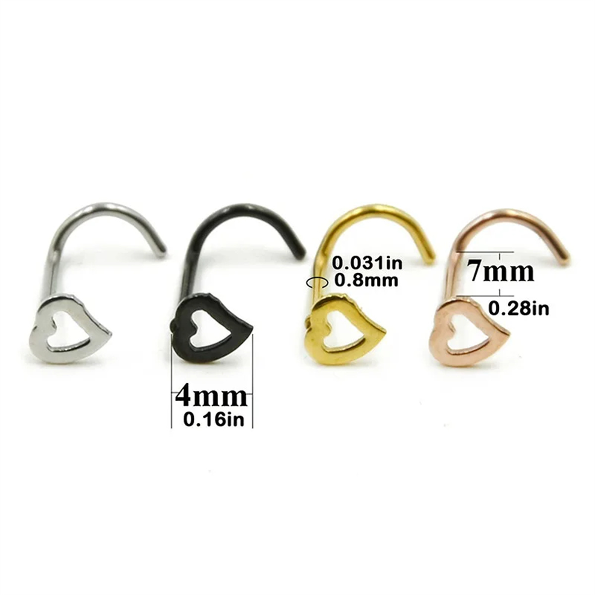 5pcs мода полое сердце из нерж – обзор и цена Nostril Screw Pin