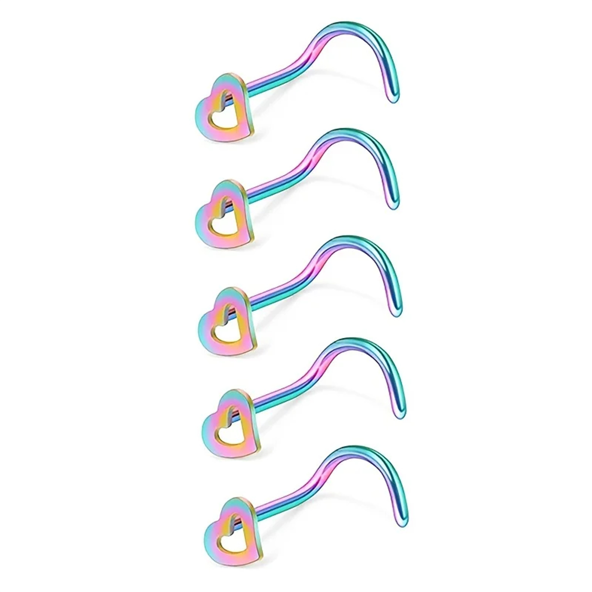5pcs мода полое сердце из нерж – обзор и цена Nostril Screw Pin