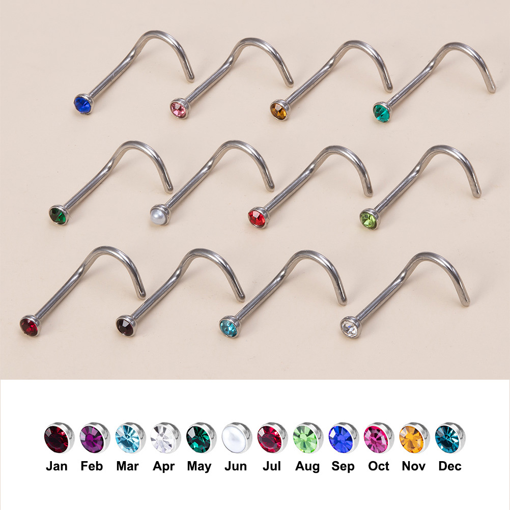 12 шт., кольца-гвоздики для но – обзор и цена Nostril Screw Pin