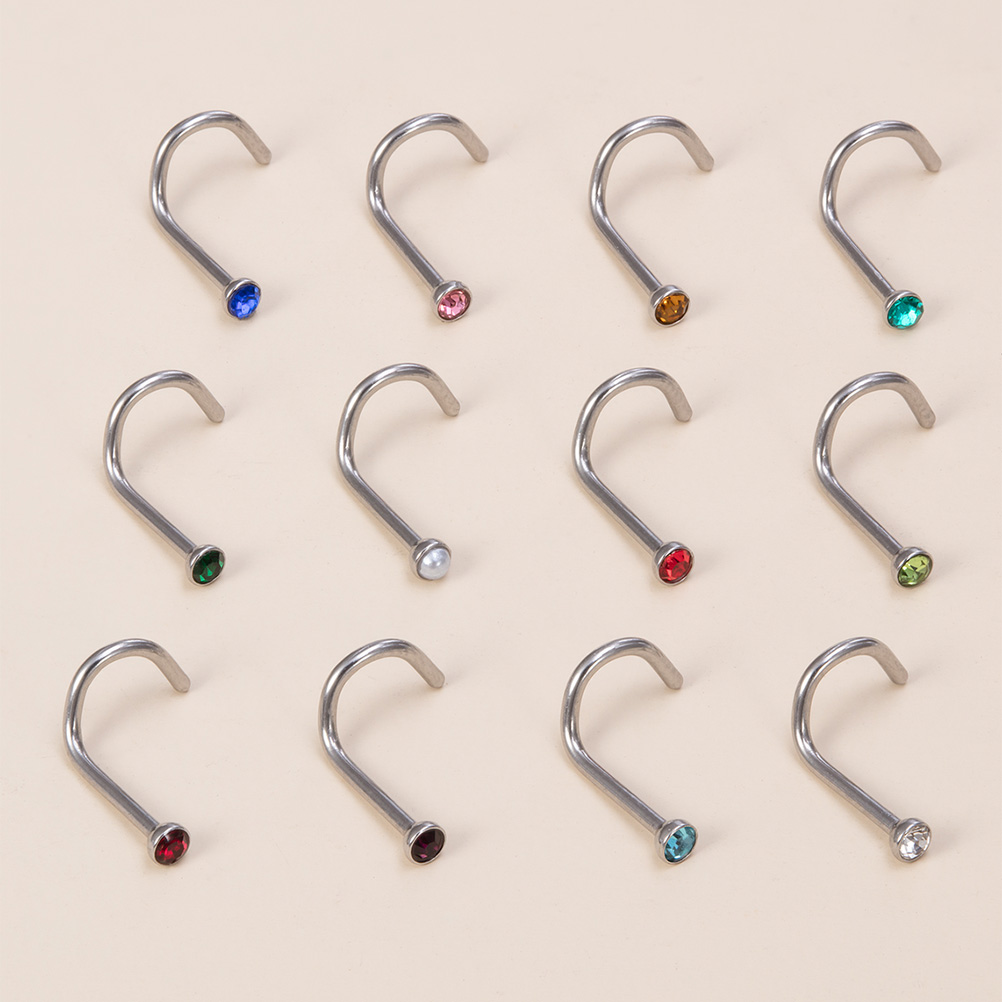 12 шт., кольца-гвоздики для но – обзор и цена Nostril Screw Pin